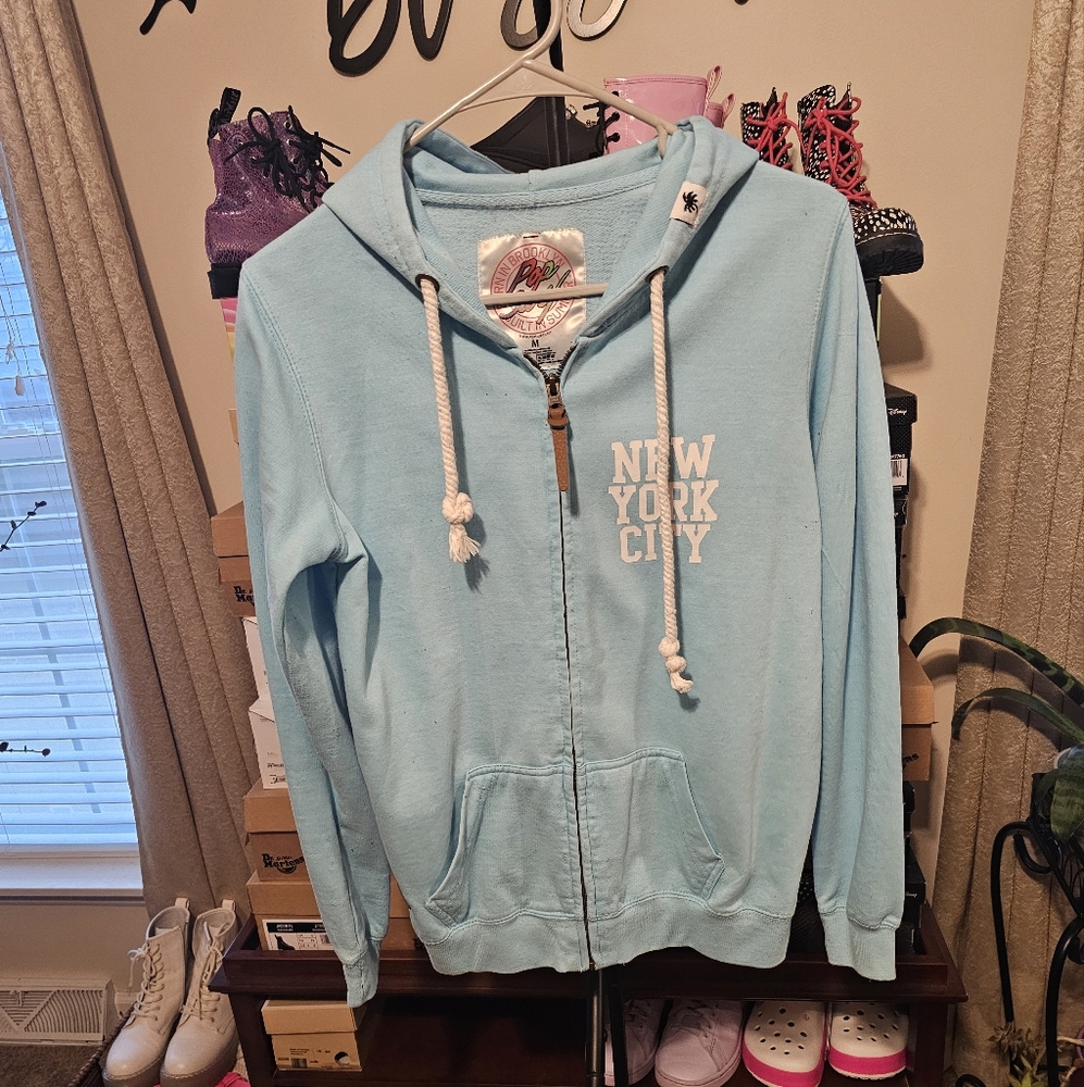 Light blue Pop Surf Zip-Up Hoodie M New York City
